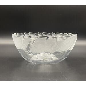 Vintage Fifth Avenue Crystal Bowl, Holly, Christmas, Serving Dish, Frosted